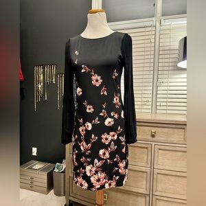 Black dress with pretty sleeve detail and v neck back; size small